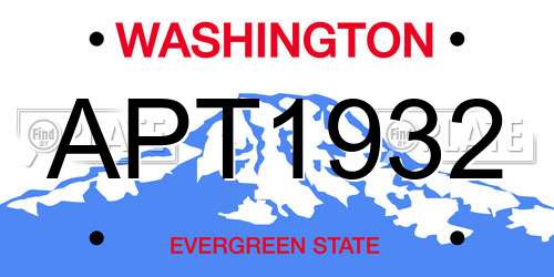 APT1932 Washington License Plate