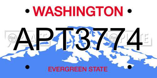 APT3774 Washington License Plate
