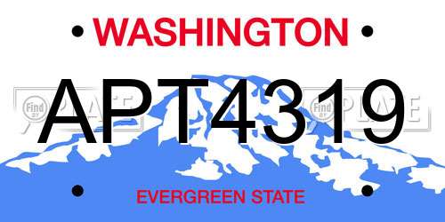 APT4319 Washington License Plate