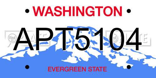 APT5104 Washington License Plate
