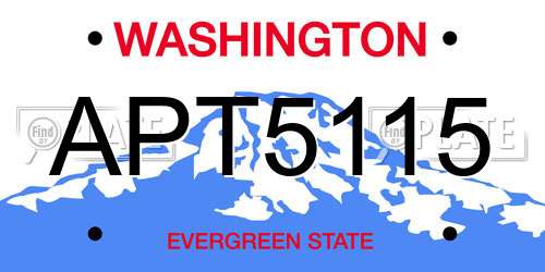 APT5115 Washington License Plate