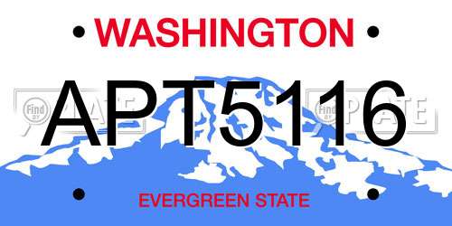 APT5116 Washington License Plate