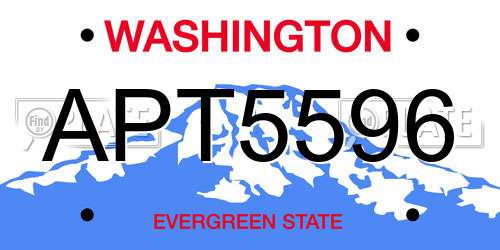 APT5596 Washington License Plate
