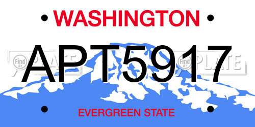APT5917 Washington License Plate