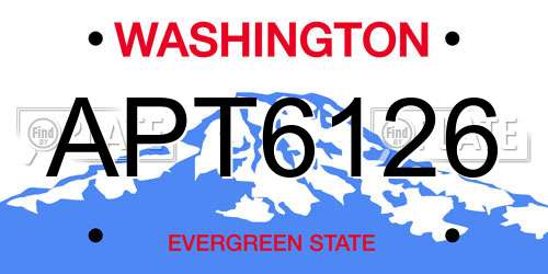 APT6126 Washington License Plate