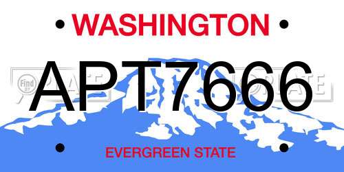 APT7666 Washington License Plate