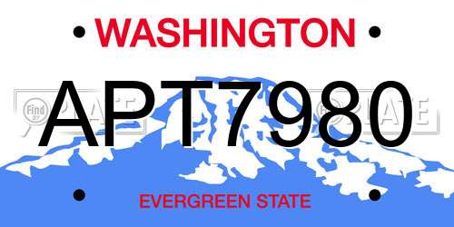 APT7980 Washington License Plate
