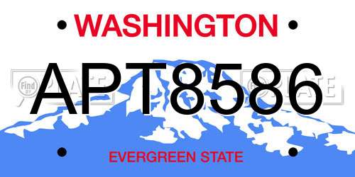 APT8586 Washington License Plate