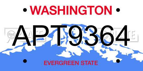APT9364 Washington License Plate
