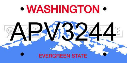 APV3244 Washington License Plate