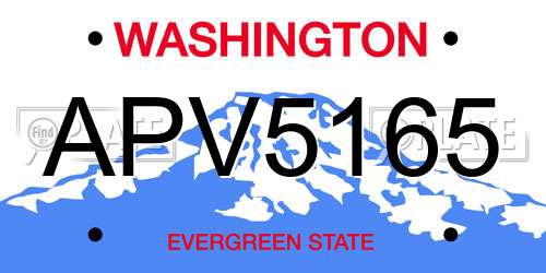 APV5165 Washington License Plate