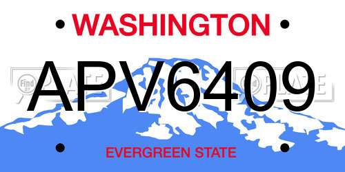 APV6409 Washington License Plate