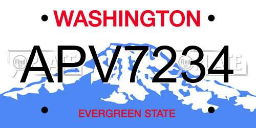 APV7234 Washington License Plate