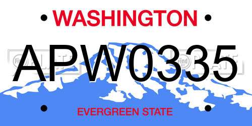 APW0335 Washington License Plate