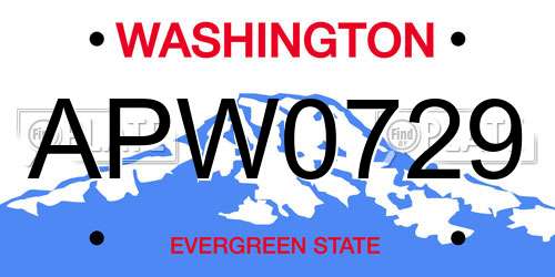 APW0729 Washington License Plate