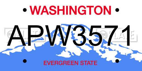 APW3571 Washington License Plate