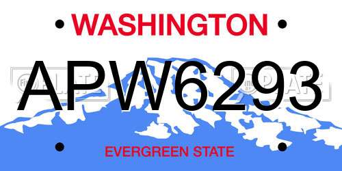 APW6293 Washington License Plate