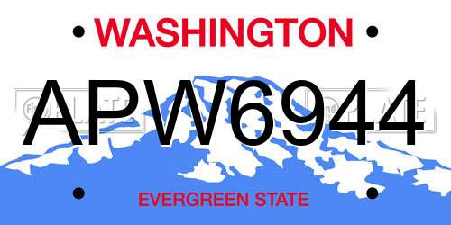 APW6944 Washington License Plate