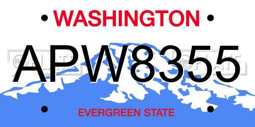 APW8355 Washington License Plate