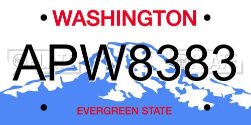 APW8383 Washington License Plate
