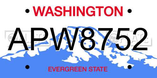APW8752 Washington License Plate