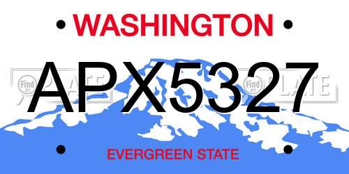 APX5327 Washington License Plate