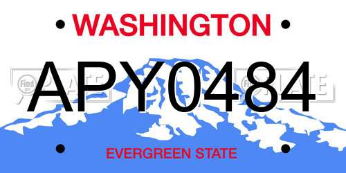 APY0484 Washington License Plate