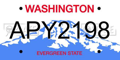 APY2198 Washington License Plate