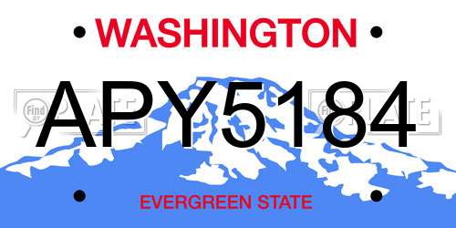 APY5184 Washington License Plate