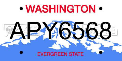 APY6568 Washington License Plate
