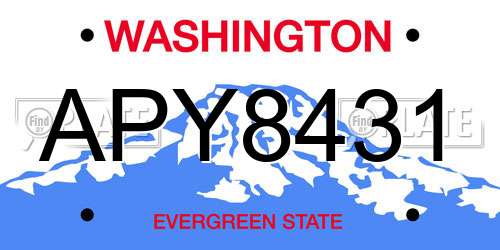 APY8431 Washington License Plate