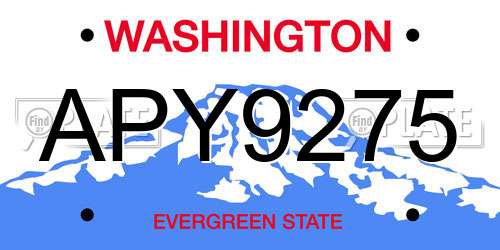 APY9275 Washington License Plate