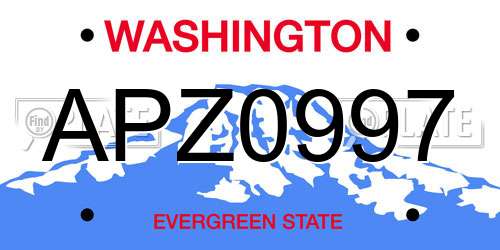APZ0997 Washington License Plate