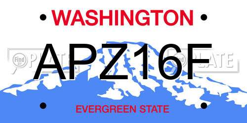 APZ16F Washington License Plate