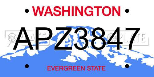 APZ3847 Washington License Plate