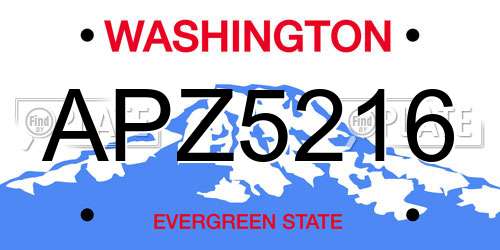 APZ5216 Washington License Plate
