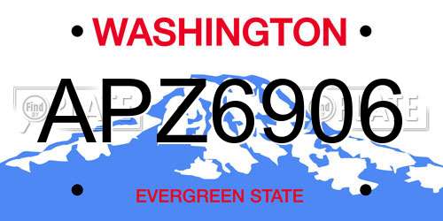 APZ6906 Washington License Plate
