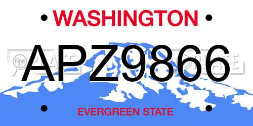 APZ9866 Washington License Plate