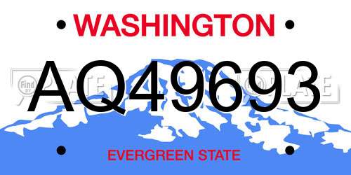 AQ49693 Washington License Plate