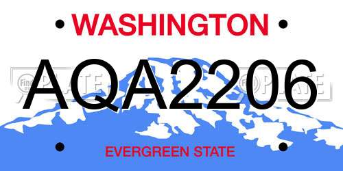 AQA2206 Washington License Plate
