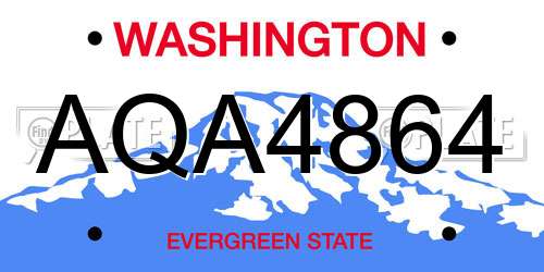 AQA4864 Washington License Plate