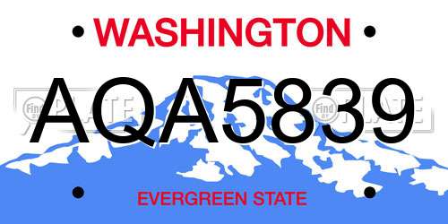 AQA5839 Washington License Plate