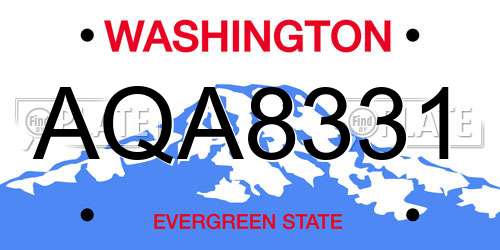 AQA8331 Washington License Plate