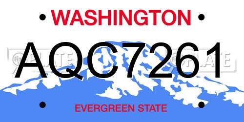 AQC7261 Washington License Plate
