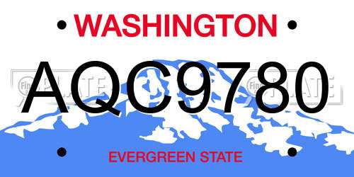AQC9780 Washington License Plate