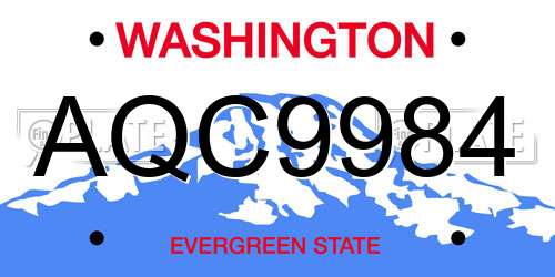 AQC9984 Washington License Plate
