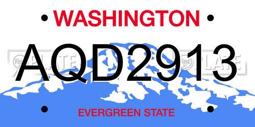 AQD2913 Washington License Plate
