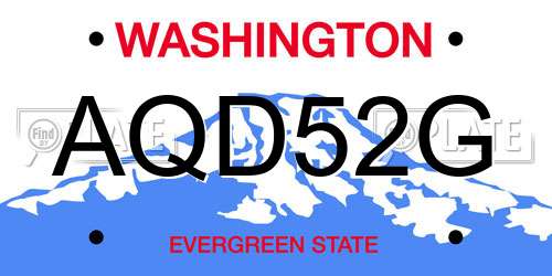 AQD52G Washington License Plate