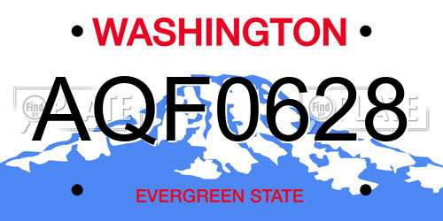 AQF0628 Washington License Plate