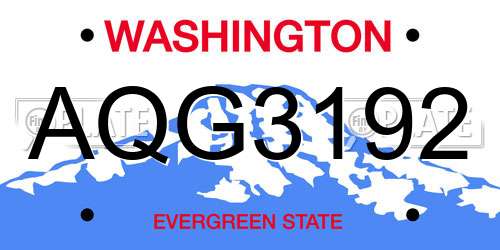 AQG3192 Washington License Plate